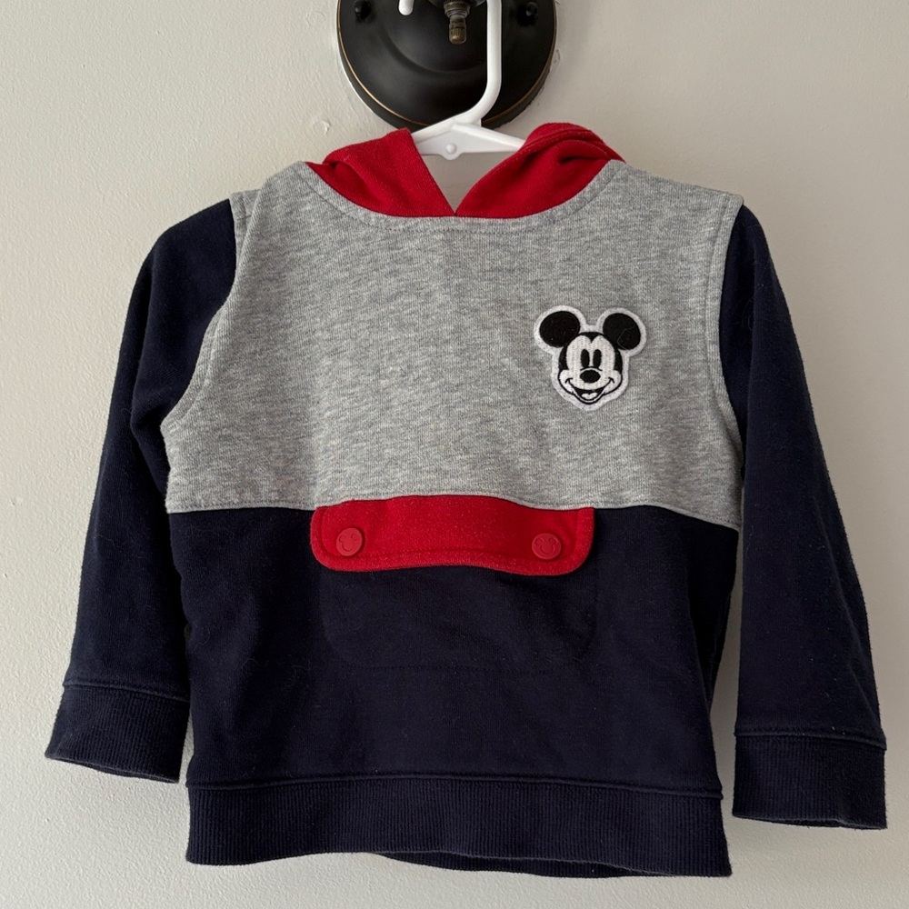 Janie and Jack Mickey Mouse Hoodie - Gray, Red, Navy